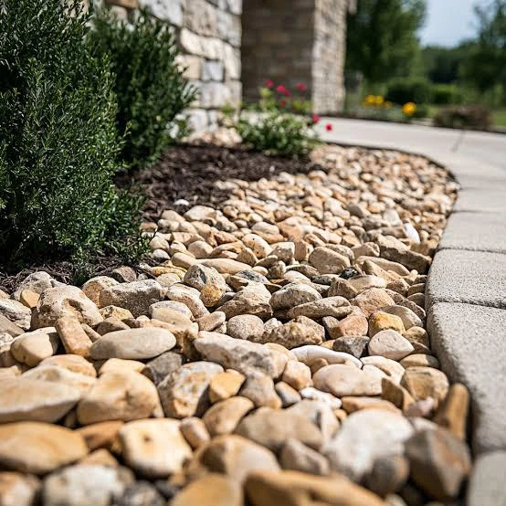 Completed residential landscaping project showing maintained yard